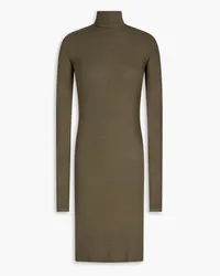 Enza Costa Ribbed jersey mini turtleneck dress - Green Green