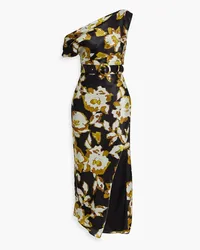 NICHOLAS Calantha one-shoulder printed satin midi dress - Yellow Yellow