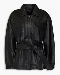 MUUBAA Belted leather jacket - Black Black