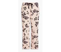 Floral-print French cotton-blend terry track pants - Pink