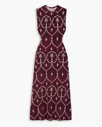 Johanna Ortiz Printed stretch-jersey midi dress - Burgundy Burgundy