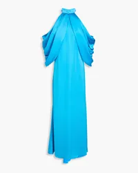 Badgley Mischka Draped satin gown - Blue Blue