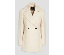 Double-breasted wool-blend coat - White