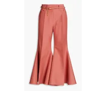 Cropped wool-blend flared pants - Pink