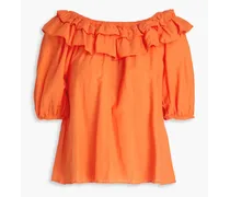 Tiered cotton blouse - Orange
