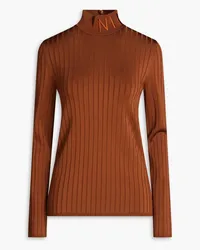 Nina Ricci Ribbed-knit turtleneck sweater - Brown Brown