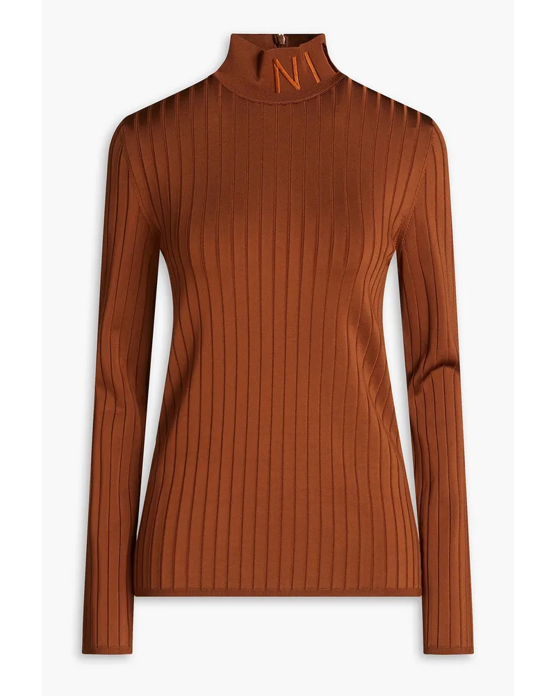 Nina Ricci Ribbed-knit turtleneck sweater - Brown Brown