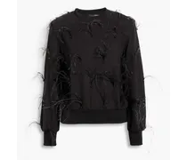 Venus embellished French cotton-terry sweatshirt - Black