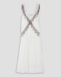 Christopher Kane Pleated bead-embellished georgette midi dress - White White