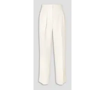 Pleated cady straight-leg pants - White