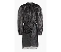 Rivela cutout metallic silk-blend chiffon mini dress - Black