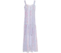 Printed cotton and silk-blend crepon maxi dress - White