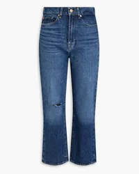 7 for all mankind Logan cropped distressed high-rise straight-leg jeans - Blue Blue