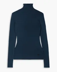 Akris Ribbed cashmere and mulberry silk-blend turtleneck sweater - Blue Blue