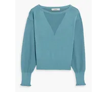 Josepha crochet-knit cotton sweater - Blue