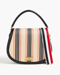 Thom Browne Striped jacquard and textured-leather tote - Blue Blue