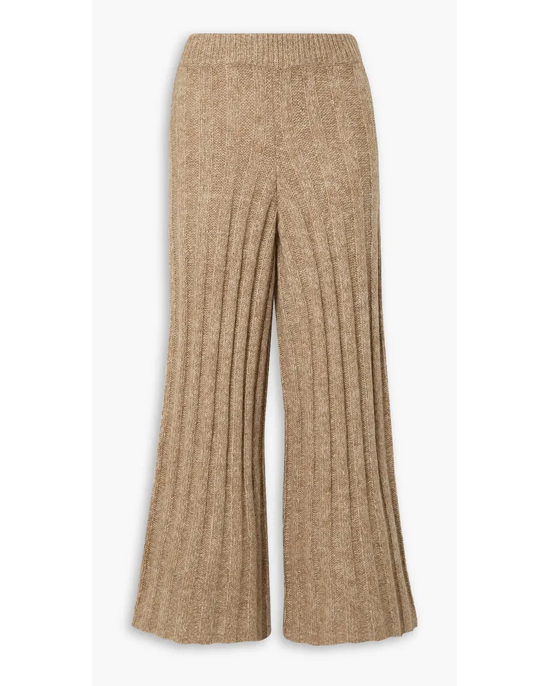 By Malene Birger Amilah cropped mélange ribbed-knit bootcut pants - Neutral Neutral