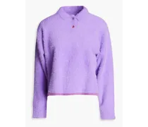 Neve brushed stretch-knit polo sweater - Purple
