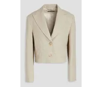 Cropped linen blazer - White