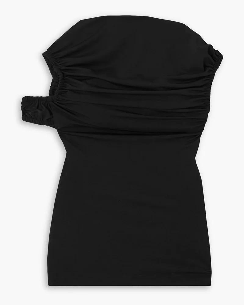 Christopher Kane The Clinger asymmetric ruched stretch-jersey top - Black Black