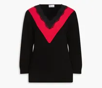 Lace-trimmed wool sweater - Black