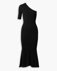 Veronica Beard One-shoulder ribbed-knit midi dress - Black Black