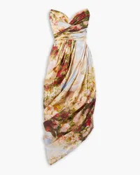 Zimmermann Luminosity asymmetric floral-print linen and silk-blend midi dress - Multicolor Multicolor