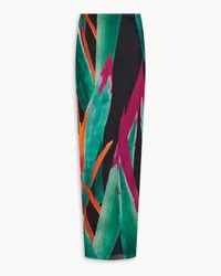 Louisa Ballou Printed stretch-mesh maxi skirt - Green Green