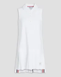 Thom Browne Pleated cotton-piqué mini dress - White White