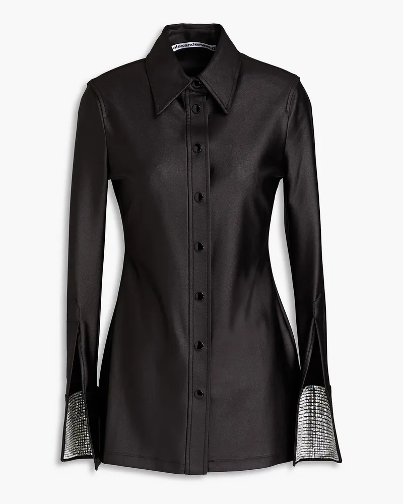 Alexander Wang Crystal-embellished satin-jersey shirt - Black Black