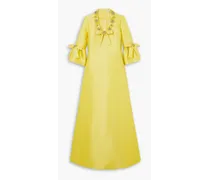 Crystal-embellished piqué gown - Yellow