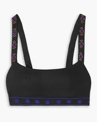 Saloni Lilah Choli bead-embellished linen bra top - Black Black