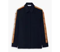 Flirt button-detailed silk crepe de chine shirt - Blue