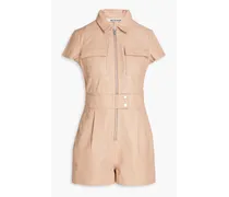 Pleated leather playsuit - Pink