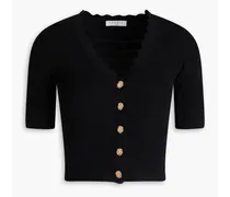 Cropped ribbed-knit top - Black