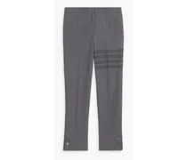 Striped cotton-twill slim-leg pants - Gray