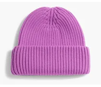 Ribbed wool beanie - Purple