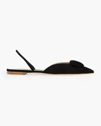 Rupert Sanderson Sabine embellished suede slingback point-toe flats - Black Black