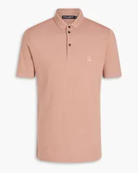 Dolce & Gabbana Embroidered cotton-piqué polo shirt - Pink Pink