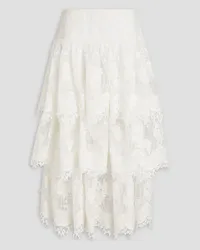 Zimmermann Embellished tiered voile and tulle maxi skirt - White White