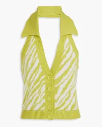 Autumn Cashmere Zebra-print knitted top - Green Green