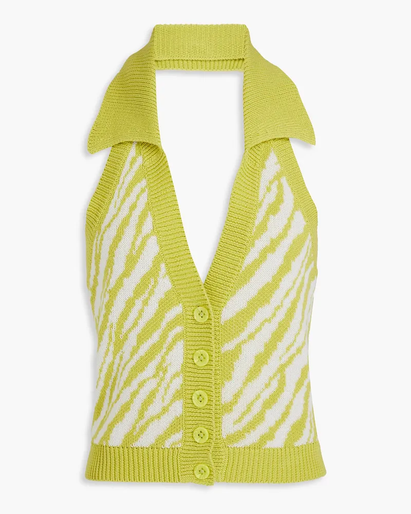 Autumn Cashmere Zebra-print knitted top - Green Green