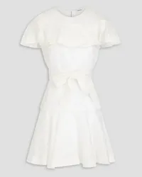 Sandro Ruffled belted linen-blend gauze mini dress - White White