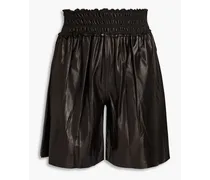 Callie shirred leather shorts - Black