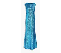 Sequined mesh gown - Blue