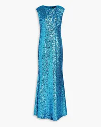 Badgley Mischka Sequined mesh gown - Blue Blue