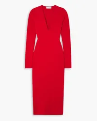 Victoria Beckham Ribbed stretch-knit midi dress - Red Red