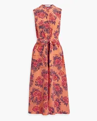 Equipment Illumina belted floral-print silk midi dress - Orange Orange