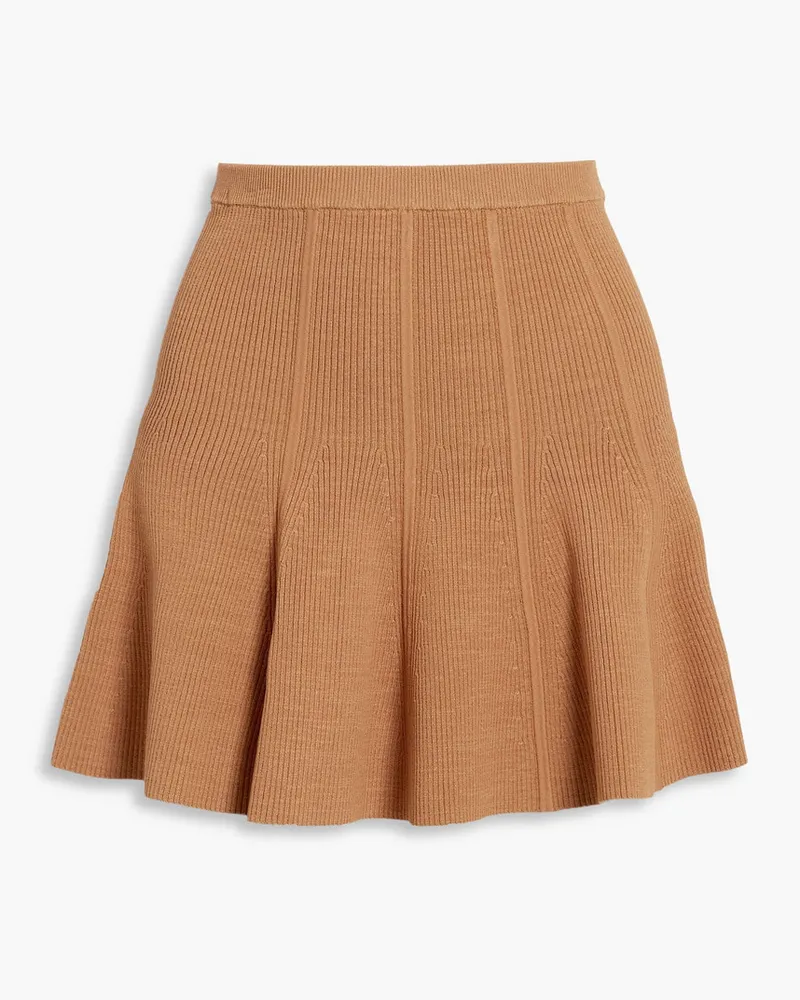 Dion Lee Fluted ribbed-knit mini skirt - Brown Brown