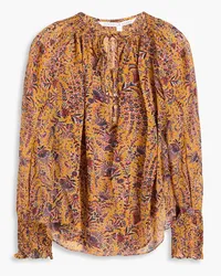 Veronica Beard Floral-print silk-georgette top - Yellow Yellow